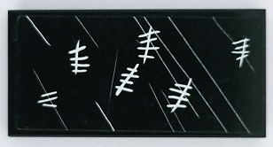 Lego Tile 2 x 4 with Slate Lines and White Chalk Tally Marks Pattern (Sticker) - Set 79111 / Black