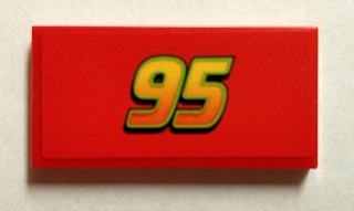 Lego Tile 2 x 4 with '95' Small Font Pattern (Sticker) - Set 8206