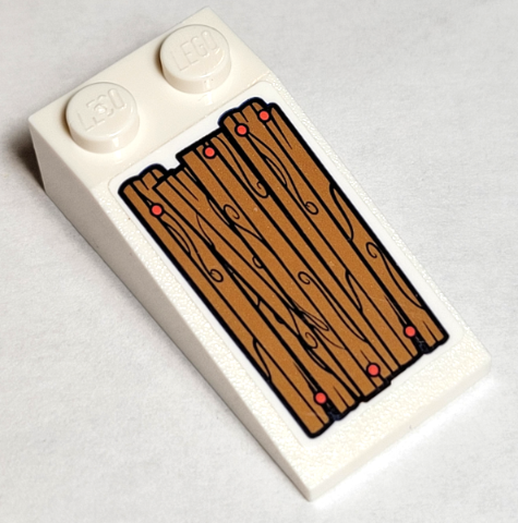 Lego Slope 18 4 x 2 with 4 Wood Grain Boards and Coral Nails Pattern Model Left Side (Sticker) - Set 41380