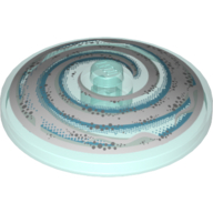 Lego Dish 4 x 4 Inverted [Radar] with White Swirl Print / Trans-Light Blue