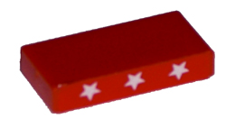 Lego Tile 1 x 2 with Three Stars Pattern on both edges (Stickers) - Set 5591 / Red