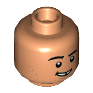 Lego Minifig Head Franklin Webb, Thick Eyebrows, Light Stubble, Smile / Scared Print / Nougat