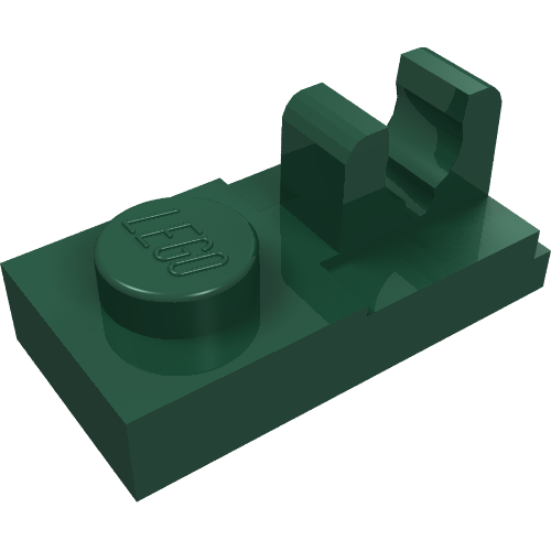 Lego Plate Special 1 x 2 [Top Clip] / Dark Green