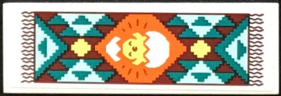 Lego Tile 2 x 6 with Rug with Tassels, Chick Hatching from Egg and Pixelated Triangles Pattern (Sticker) - Set 40449