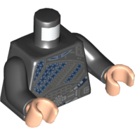 Lego Torso Armor, Light Blue and Dark Blue Triangles, Dark Bluish Gray Panels, Dark Blue Sash Print, Black Arms, Light Nougat Hands