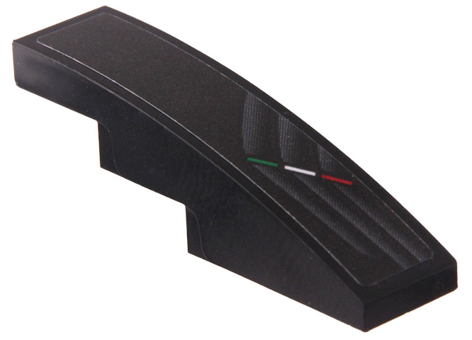 Lego Slope, Curved 4 x 1 with Green, White and Red Italian Flag and Air Vents Pattern Model Right Side (Sticker) - Set 76923 / Black