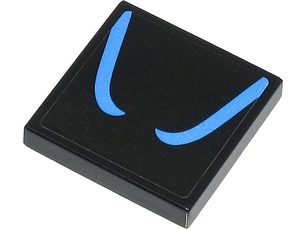 Lego Tile 2 x 2 with 2 Medium Blue Curved Lines Pattern (Sticker) - Set 76238 / Black