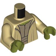 Lego Torso Robe, Dark Tan Undershirt, Olive Green Neck, Thin Creases Print (Yoda), Tan Arms, Olive Green Hands / Tan