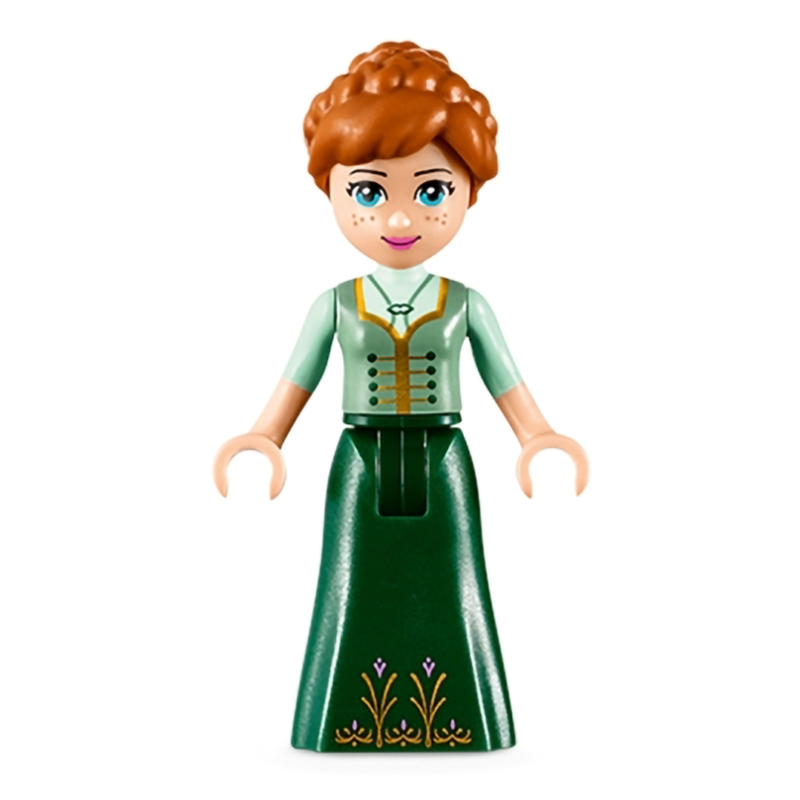 Lego Anna - Sand Green and Dark Green Dress, Closed Mouth