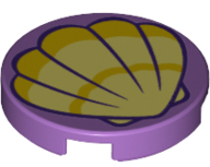 Lego Tile, Round 2 x 2 with Bottom Stud Holder with Scallop Shell Pattern