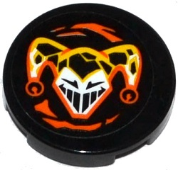 Lego Tile, Round 2 x 2 with Bottom Stud Holder with Jester's Head Pattern (Sticker) - Set 70314