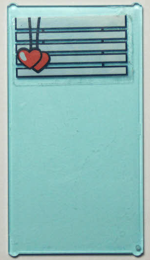 Lego Glass for Window 1 x 4 x 6 with White Venetian Blinds, Straight with Coral Hearts Drawstring Pattern (Sticker) - Set 41394
