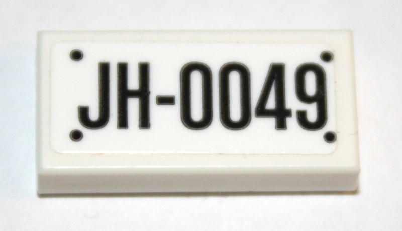 Lego Tile 1 x 2 with 'JH-0049' Pattern (Sticker) - Set 10259 / White