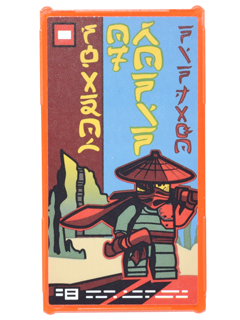 Lego Glass for Window 1 x 4 x 6 with Movie Poster with Ninjago Logogram 'SHADOW OF RONIN' and 'NINJAGO', Minifigure, and Mountains Pattern (Sticker) - Set 70620