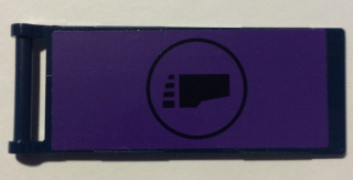 Lego Flag 7 x 3 with Bar Handle with Foot in Black Circle on Dark Purple Background Pattern (Sticker) - Set 79122