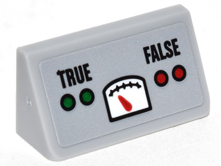 Lego Slope 30 1 x 2 x 2/3 with Gauge, Red and Green Circle Buttons and 'TRUE' and 'FALSE' Pattern (Sticker) - Set 76052