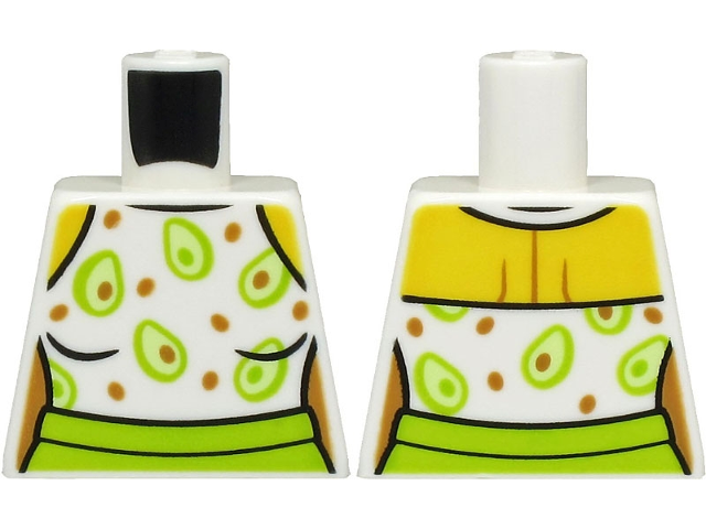 Lego Torso Female Swimsuit with Lime, Yellowish Green, and Medium Nougat Circles and Dots (Avocados) Pattern / White