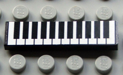 Lego Tile 1 x 4 with Keyboard Pattern (Sticker) - Set 5942 / Black