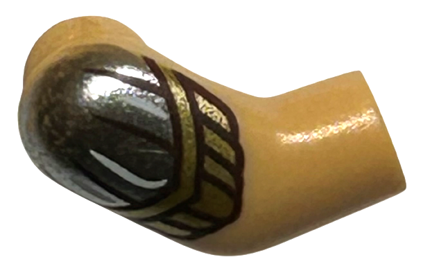 Lego Arm, Right with Silver Shoulder with White and Dark Brown Lines and Gold Armor Pattern