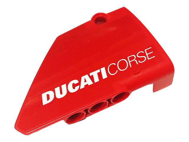 Lego Technic, Panel Fairing #14 Large Short Smooth, Side B with White 'DUCATICORSE' Pattern (Sticker) - Set 42107