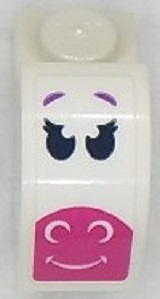 Lego Slope, Curved 2 x 1 x 1 1/3 with Recessed Stud with Dark Blue Eyes, Dark Pink Muzzle, Medium Lavender Eyebrows Pattern (Sticker) - Set 41430