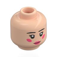 Lego Minifig Head Miss Goldenweek, Black Eyebrows, Coral Lips, Cheeks, Smile / Angry Snarl