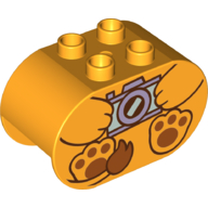 Lego Duplo Brick 2 x 4 x 2 Rounded Ends with Lion Body Holding Camera Print / Bright Light Orange