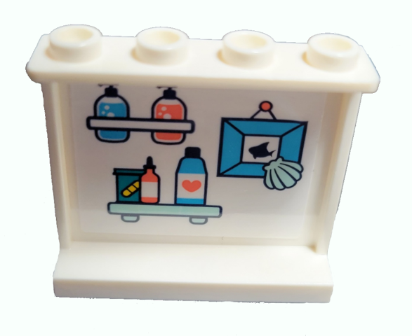 Lego Panel 1 x 4 x 3 with Side Supports - Hollow Studs with Bottles on Shelves and Dolphin Photo Pattern (Sticker) - Set 41380