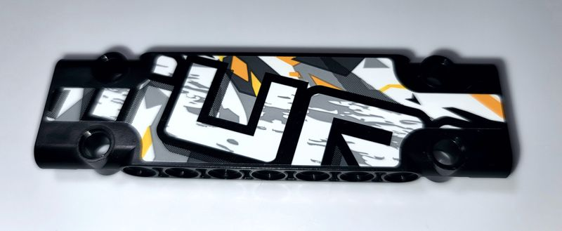 Lego Technic, Panel Plate 3 x 11 x 1 with White and Dark Bluish Gray 'TUR' on Stone Background Pattern (Sticker) - Set 42069 / Black