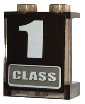 Lego Panel 1 x 2 x 2 - Hollow Studs with '1 CLASS' Pattern (Sticker) - Sets 4511 / 10157 / Trans-Brown