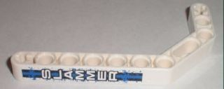 Lego Technic, Liftarm, Modified Bent Thick 1 x 11.5 Double with 'SLAMMER' Pattern (Sticker) - Set 8211 / White