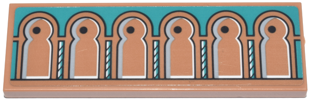 Lego Tile 2 x 6 with Dark Turquoise Cabinet with Dots and Arches with Black Outlines Pattern (Sticker) - Set 43224