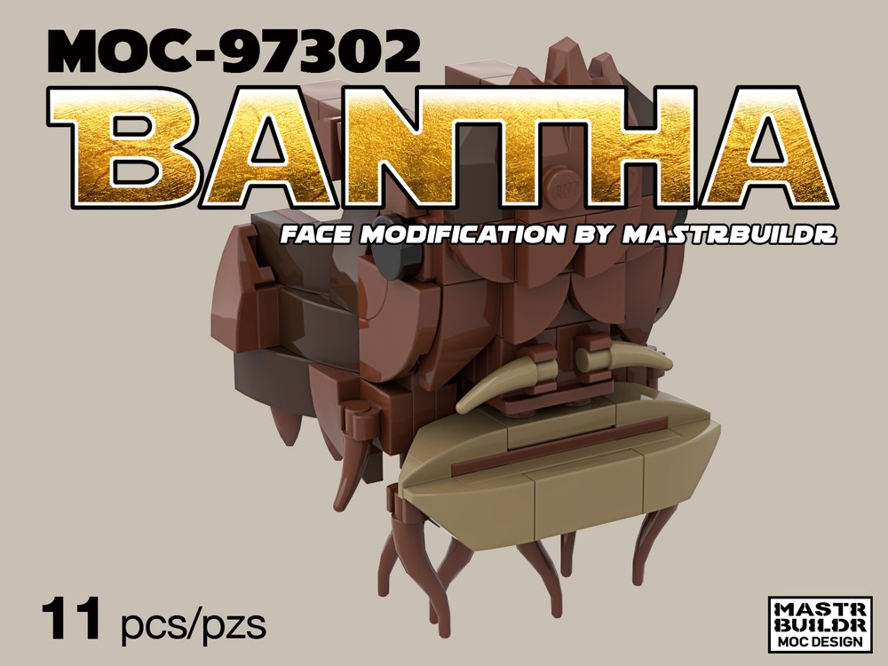 Lego Bantha (MOC-97302) Face Modification