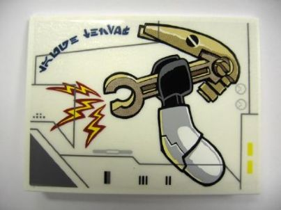 Lego Slope 10 6 x 8 with Battle Droid Head Pattern Model Left Side (Sticker) - Set 10195 / White