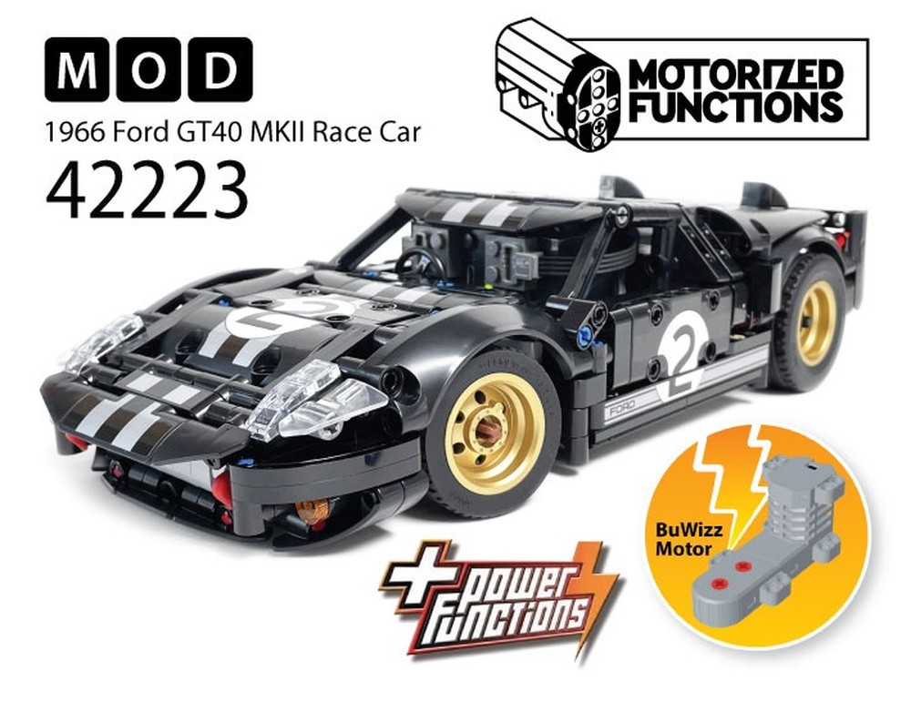 Lego 42223 1966 Ford GT40 MKII Race Car RC MOD for Power Function & BuWizz Mortors