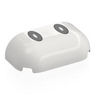 Lego Brick Round, Curved Triple 2 x 4, No Studs with Black Oval Eyes Print / White