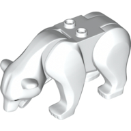 Lego Animal, Bear with 2 Studs on Back and Black Eyes and Nose Print / White