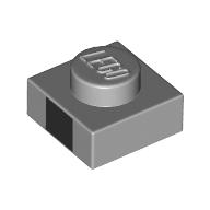 Lego Plate 1 x 1 with Black Square Print / Light Bluish Gray