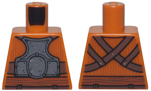 Lego Torso SW Dark Silver Armor Plates with Dark Brown Back Straps and Reddish Brown Sash Pattern / Dark Orange
