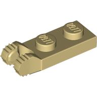 Lego Hinge Plate 1 x 2 Locking with 2 Fingers On End, without Groove, 7 Teeth / Tan