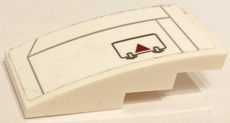 Lego Slope, Curved 4 x 2 with Light Bluish Gray Lines and Hatch with Dark Red Triangle Pattern Model Left Side (Sticker) - Set 75175 / White