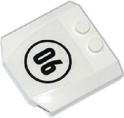 Lego Wedge 4 x 4 x 2/3 Triple Curved with '06' in Black Circle Pattern (Sticker) - Set 60086