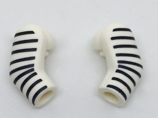 Lego Arm, (Matching Left and Right) Pair with 9 Black Stripes Pattern / White