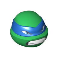 Lego Minifig Head Special, Ninja Turtle with Blue Mask and Teeth Print (Leonardo) / Green