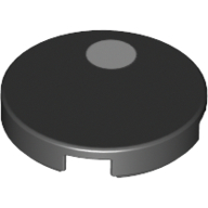 Lego Tile Round 2 x 2 with White Dot Print / Black