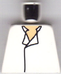 Lego Torso SW Shirt Open Collar, No Vest, Light Nougat Pattern (Han Solo) / White