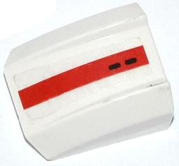 Lego Slope, Curved 2 x 2 Lip with Red Stripe and 2 Black Spots Pattern (Sticker) - Sets 70702 / 70708