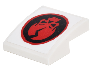 Lego Slope, Curved 2 x 2 x 2/3 with Red Cracked Skull in Black Circle Pattern (Sticker) - Set 70592