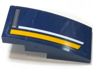 Lego Slope, Curved 4 x 2 with Vents and Orange and White StripeS Pattern Model Right Side (Sticker) - Set 60151