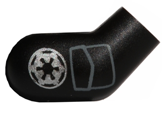 Lego Arm, Right with Silver SW Imperial Logo and Dark Bluish Gray Pocket Pattern / Black